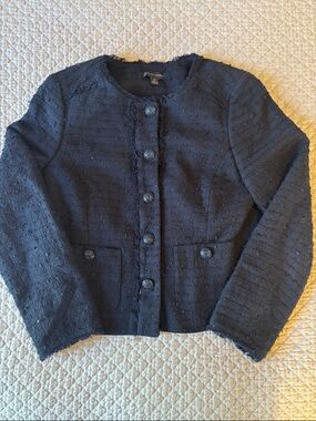 Brooks Brothers Navy Tweed Button Jacket